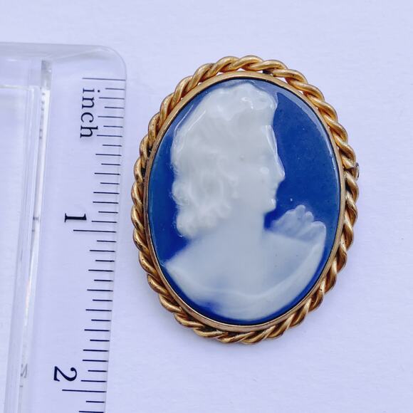 Antique Pate Sur Pate Porcelain Cameo Brooch GP Trombone Clasp 1890s-1910s - Picture 12 of 12